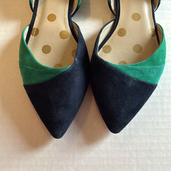 BODEN Wave Ballerina Flats Open Sides in Green and Navy Blue Suede - Size EU 40 - Picture 4 of 12